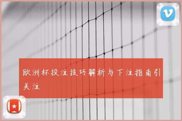 欧洲杯投注技巧解析与下注指南引关注
